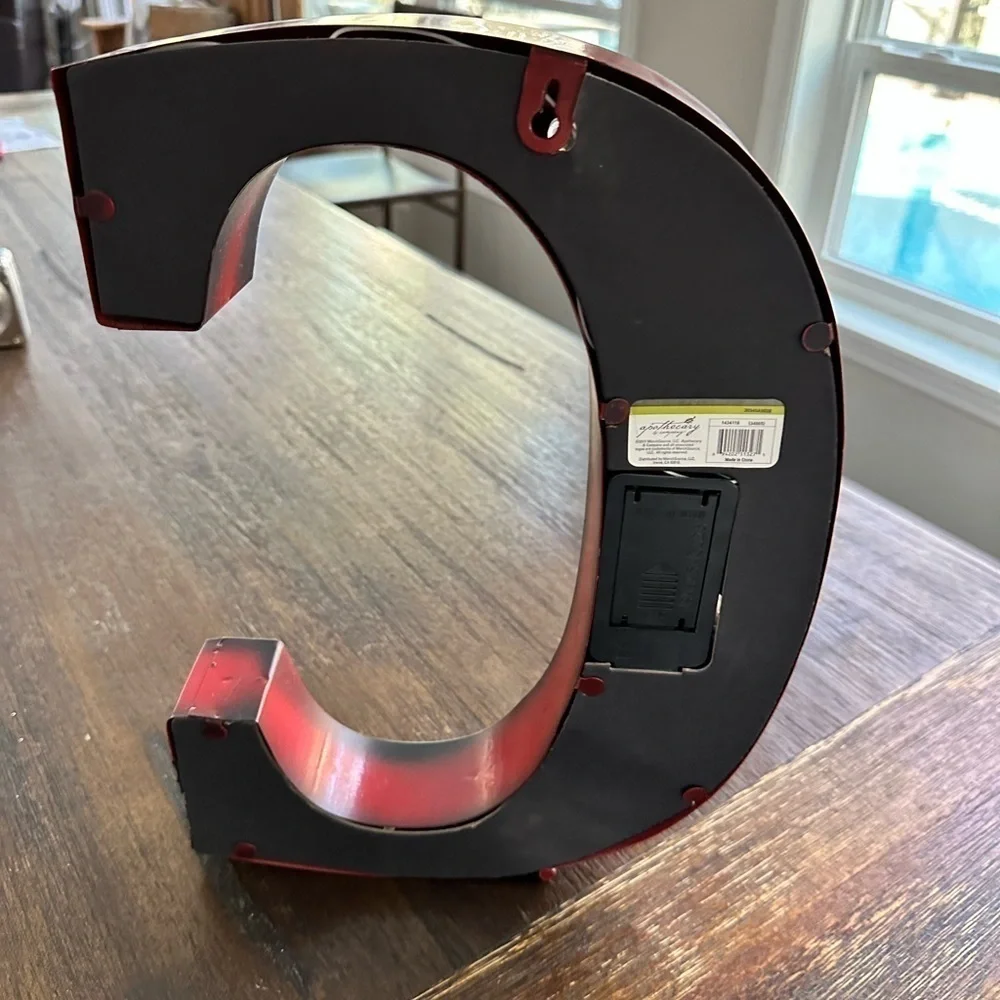 Industrial, light-up, free-standing, C initial decoration
